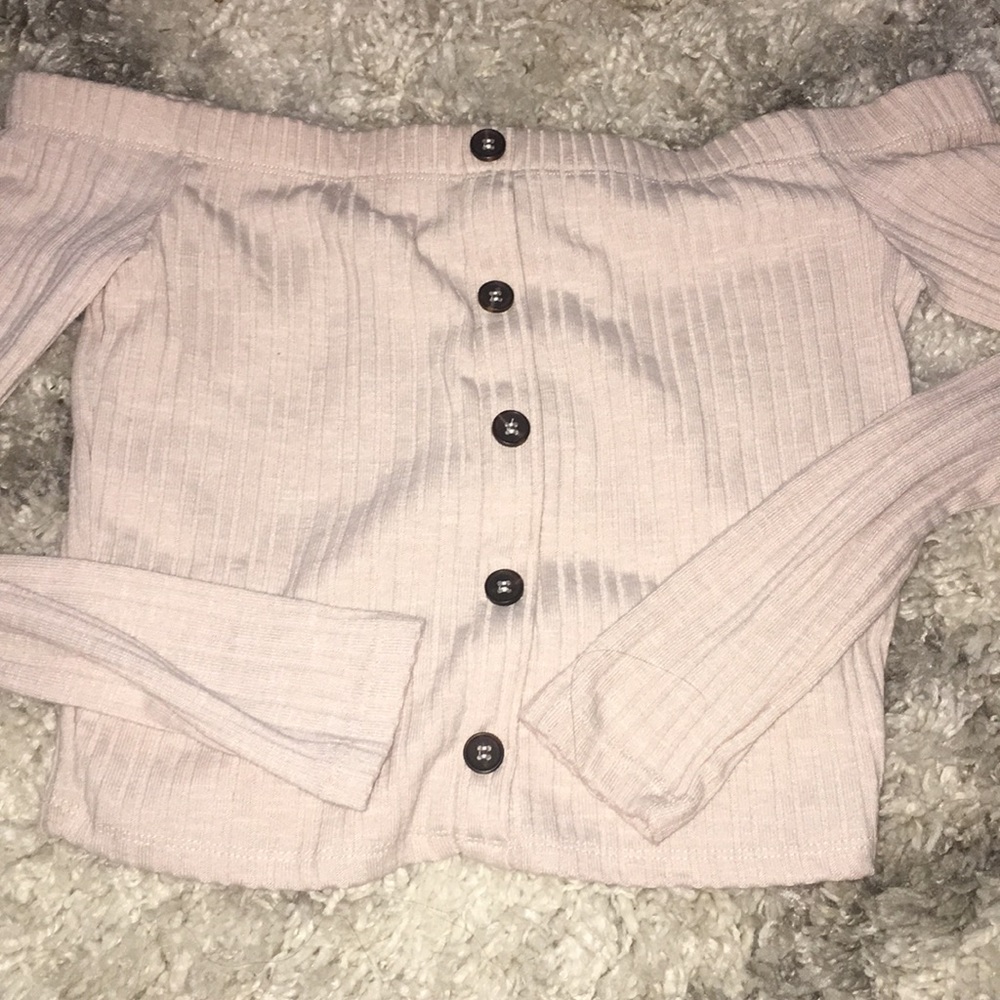 Cream off the shoulder crop